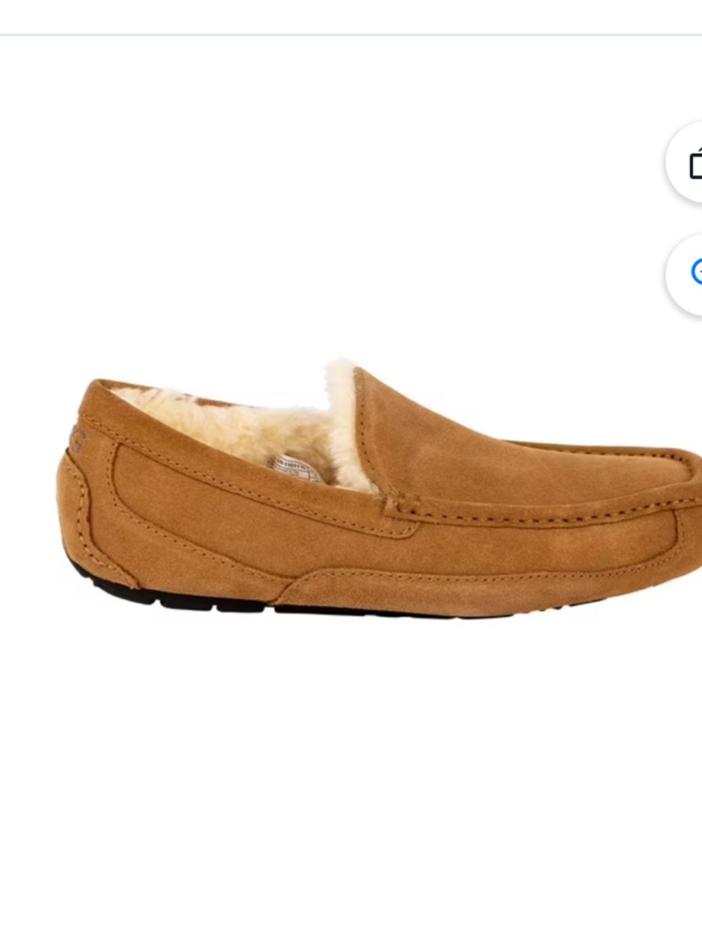 BNIB UGG Men's Chestnut Suede Shearling Lined Slip-On Loafers